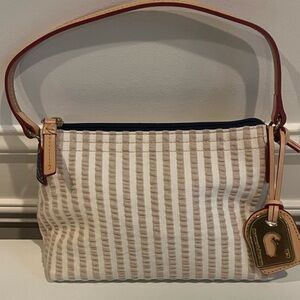 Dooney & Bourke Taupe & Cream
Striped Pouchette NWOT